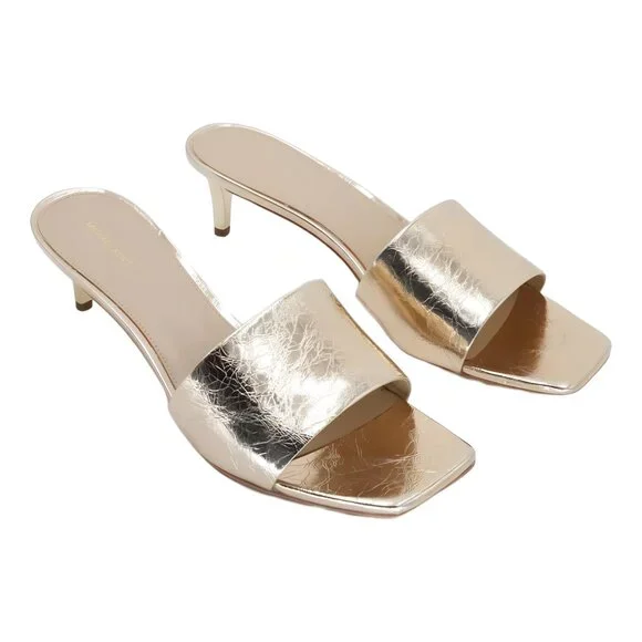 Michael Kors Elyse Square Toe Sandal Pale Gold 11M - Picture 4 of 6